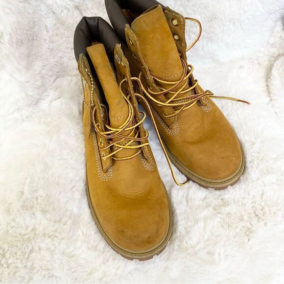 Timberland Premium leather 6 inch waterproof lace up boots wheat 5.5 - Picture 3 of 9